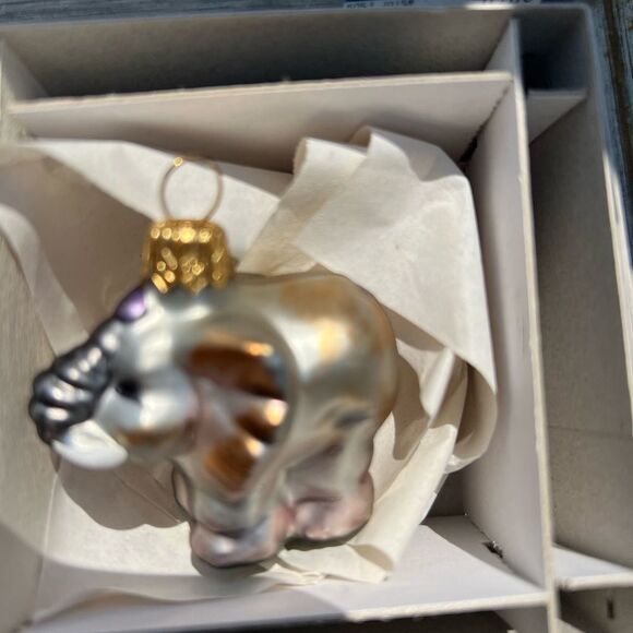 Four vintage handblown glass jungle animals Christmas ornament set, Poland, box - Picture 7 of 8